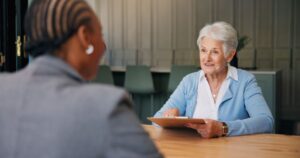 Person learning about the assistance measure