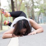Person falling on a public sidewalk